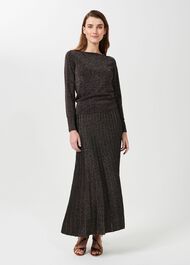 Anika Boatneck Sparkle Jumper, Gold Black, hi-res