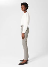 Sienna Houndstooth Slim trousers With Stretch, Ivory Black, hi-res