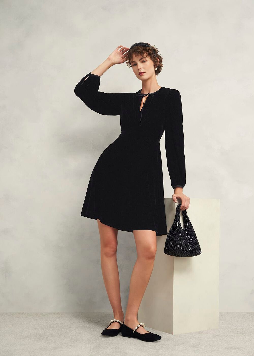 Osterly Velvet Dress, Black, hi-res