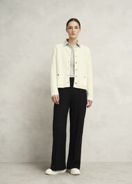 Adela Cotton Knitted Jacket , Warm Ivory, hi-res