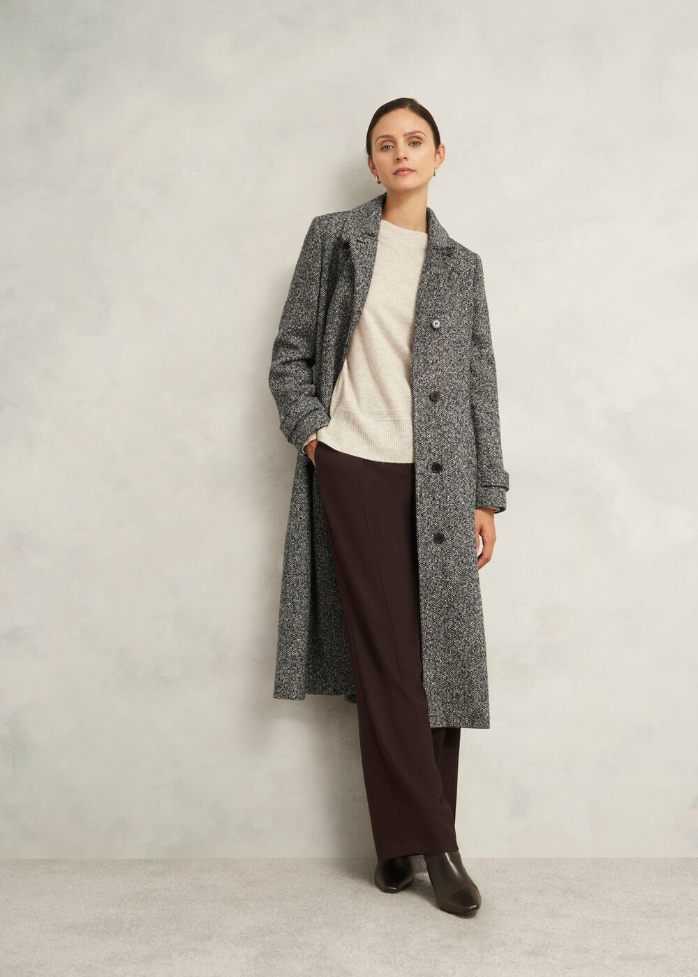 Petite Wendy Wool Blend Coat, Black Ivory, hi-res