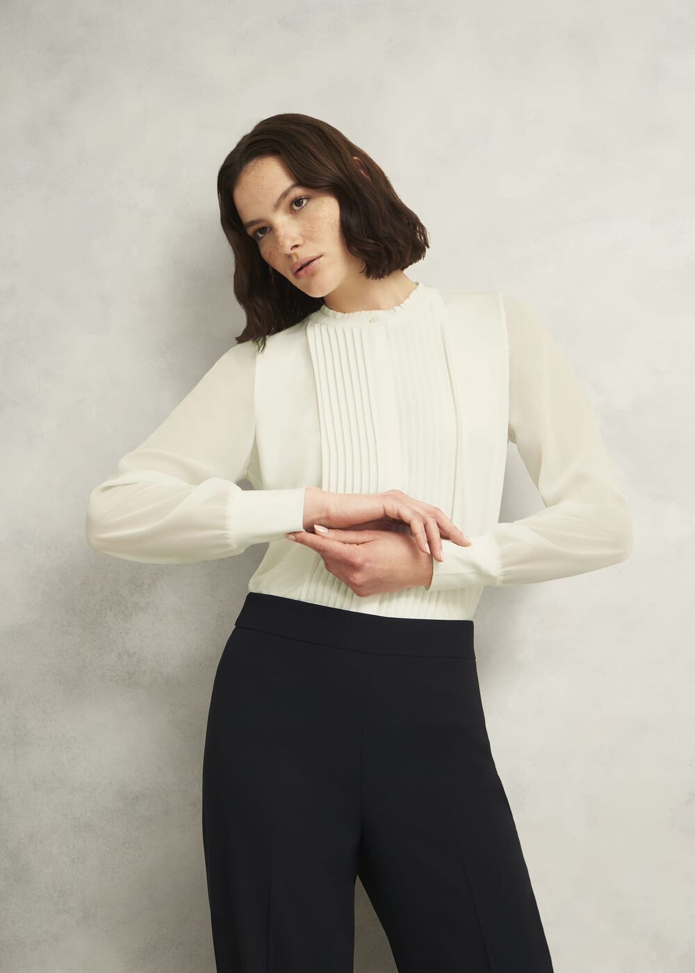 Carina Pleated Top, Ivory, hi-res