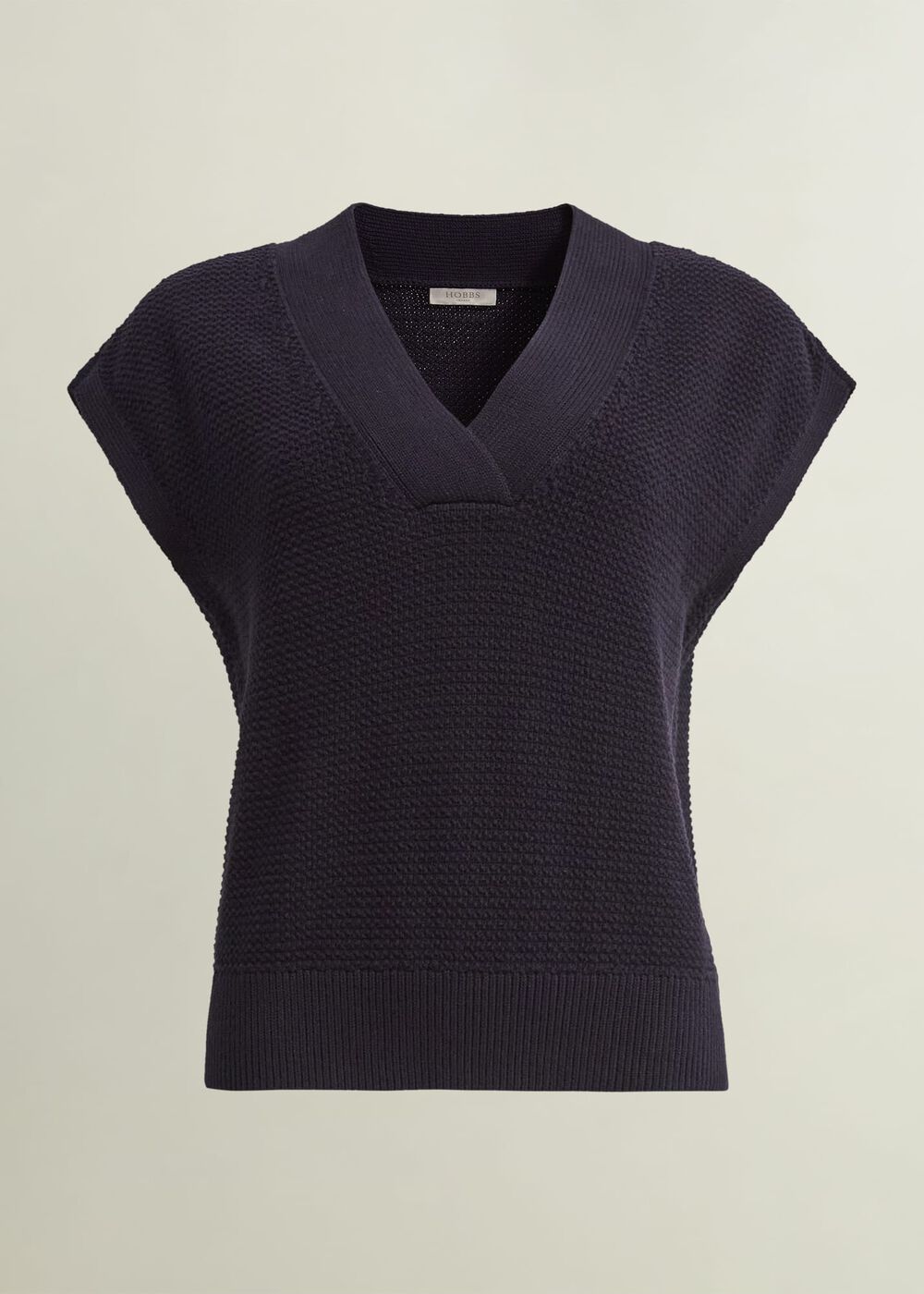 Ariel Cotton Knitted Top, Hobbs Navy, hi-res