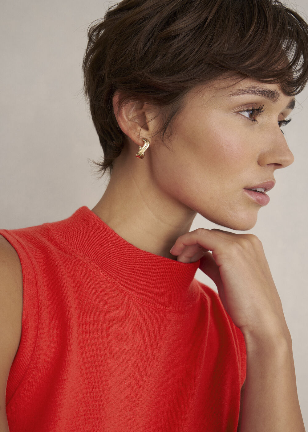 Priya Knitted Vest, Hibiscus Red, hi-res