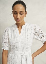Petite Rosanna Broderie Dress, Hobbs White, hi-res