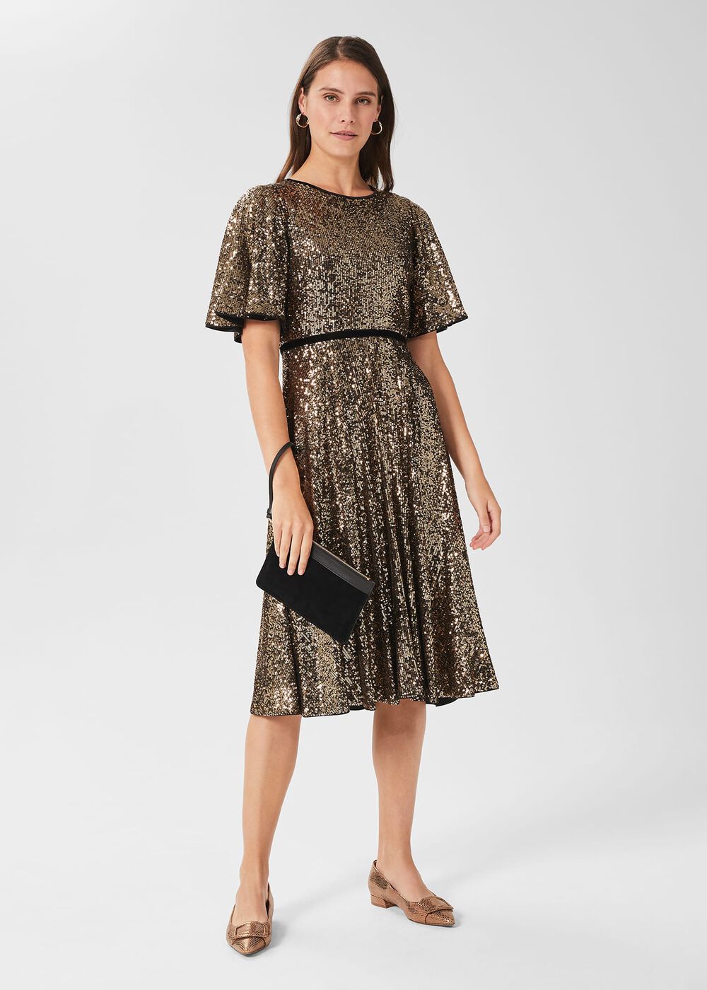 Betsey Sequin Dress, Metallic, hi-res