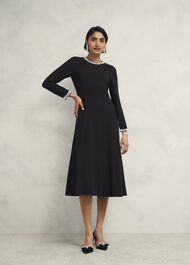 Eugenie Trim Detail Dress, Hobbs Black, hi-res