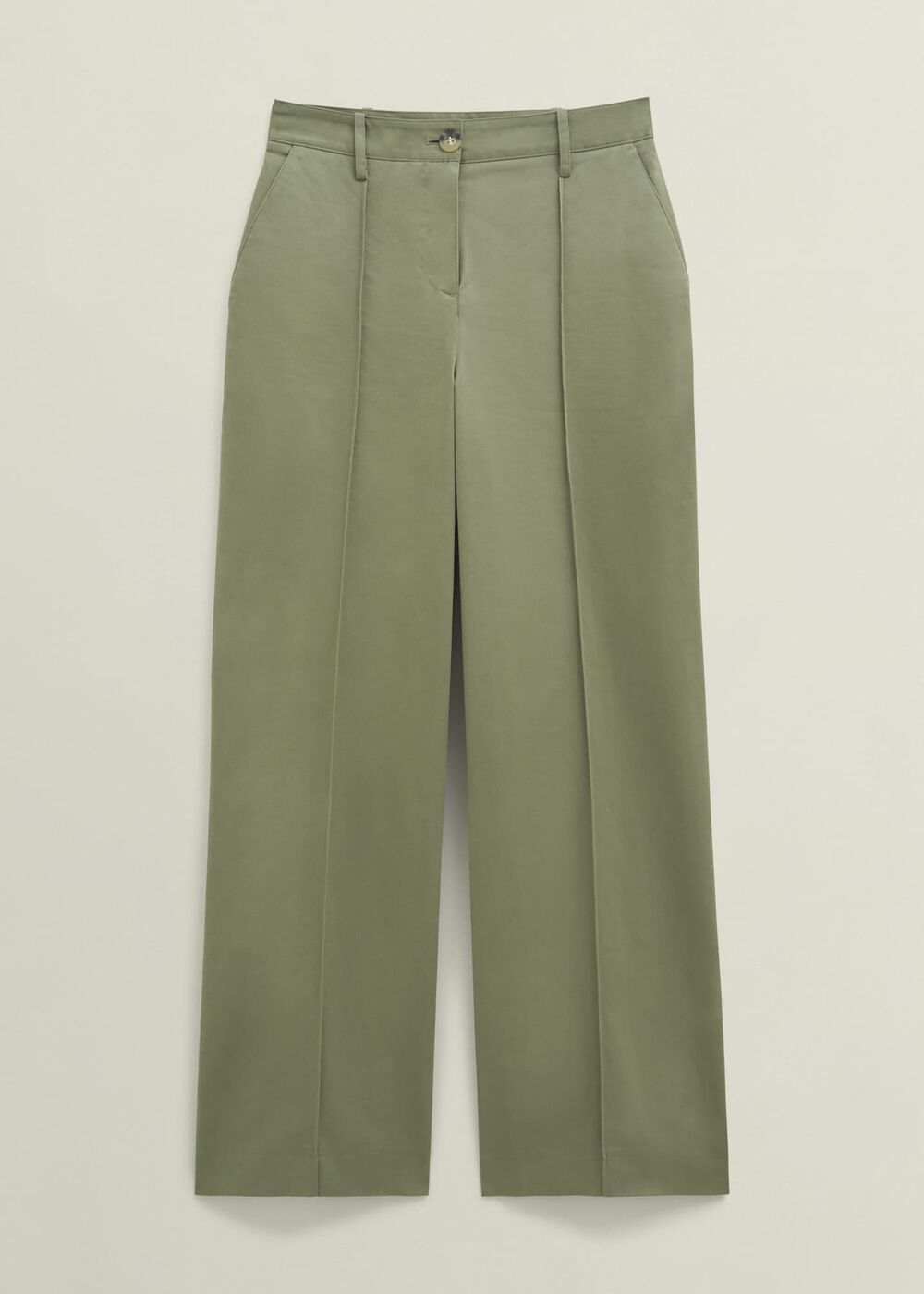 Dark Sage Green Kayley Cotton Trousers, Dark Sage, hi-res
