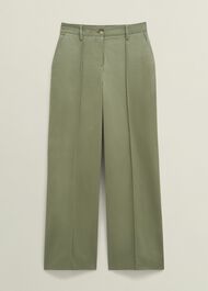 Dark Sage Green Kayley Cotton Trousers, Dark Sage, hi-res