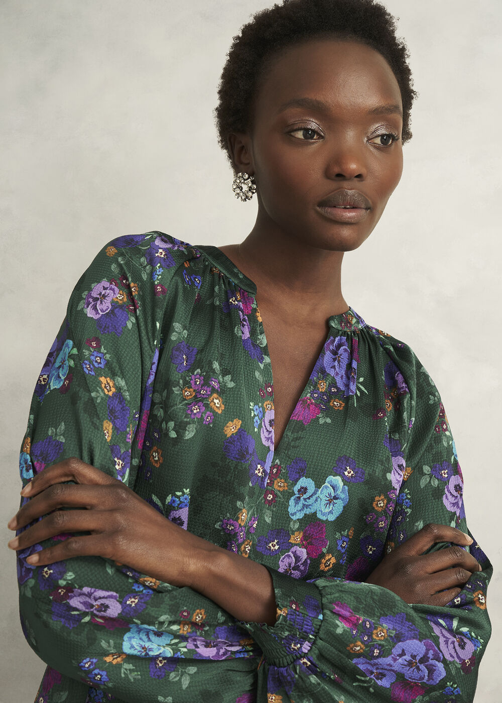 Edna Floral Top, Green Multi, hi-res