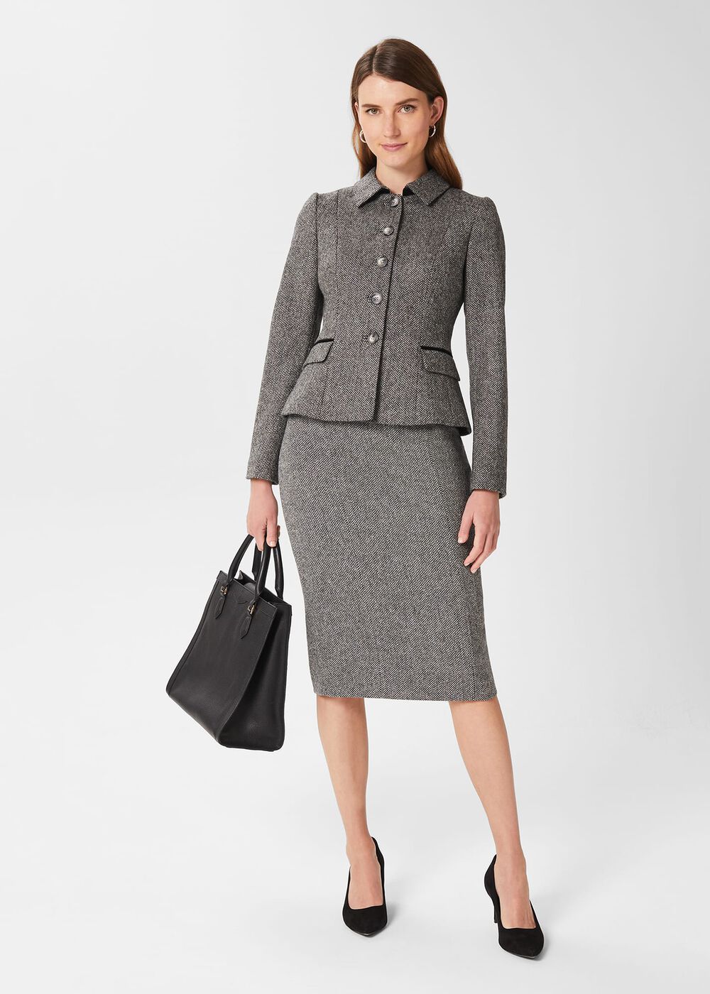 Daniella Wool Skirt, Black White, hi-res