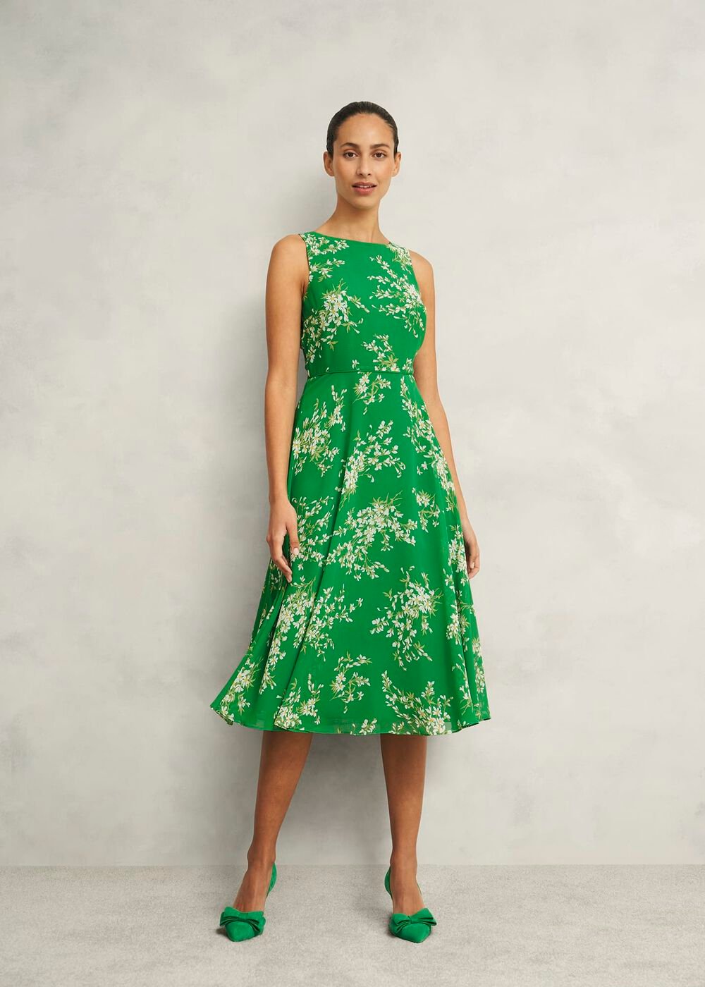 Carly Dress, Green Ivory, hi-res