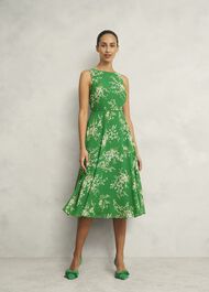 Carly Dress, Green Ivory, hi-res