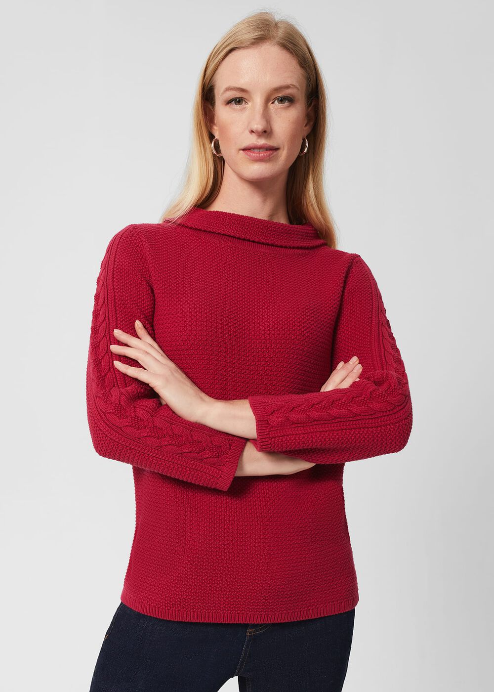 Camilla Cotton Jumper, Cranberry Pink, hi-res