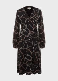 Stephanie Wrap Dress, Black Multi, hi-res