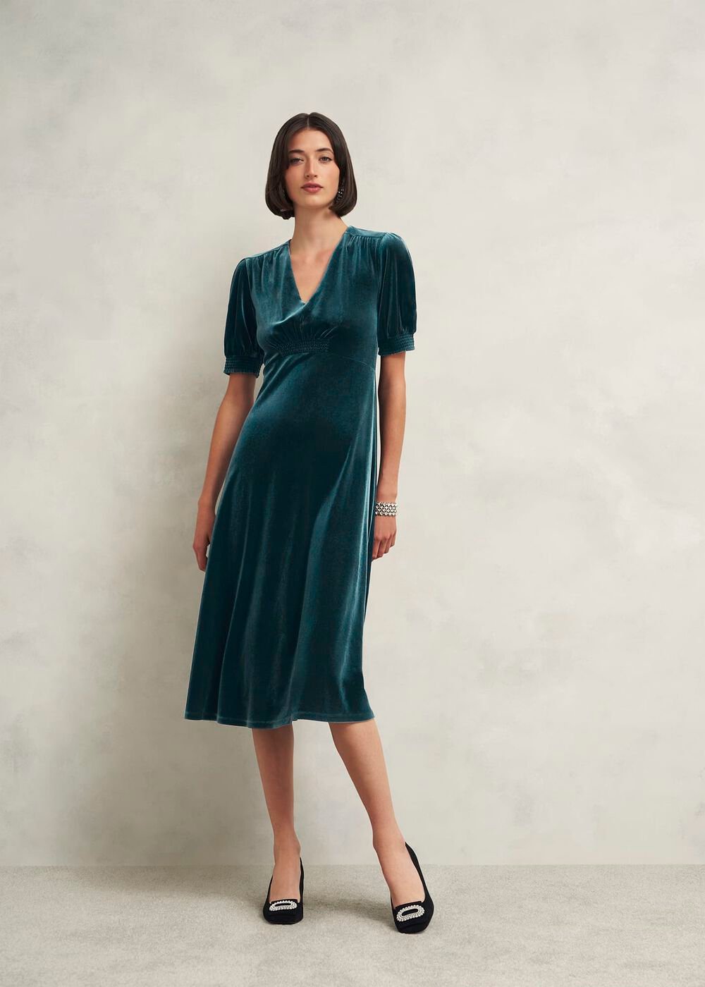 Dormer Velvet Dress, Evergreen, hi-res