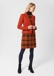 Ruthie Wool Dress, Orange Navy, hi-res