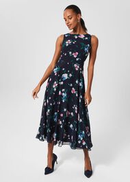 Carly Floral Midi Dress, Navy Multi, hi-res