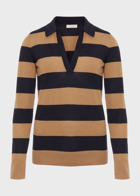 Alexis Merino Wool Stripe Polo Sweater