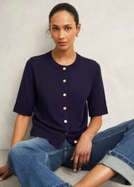 Leanne Cardigan With Wool, True Navy, hi-res
