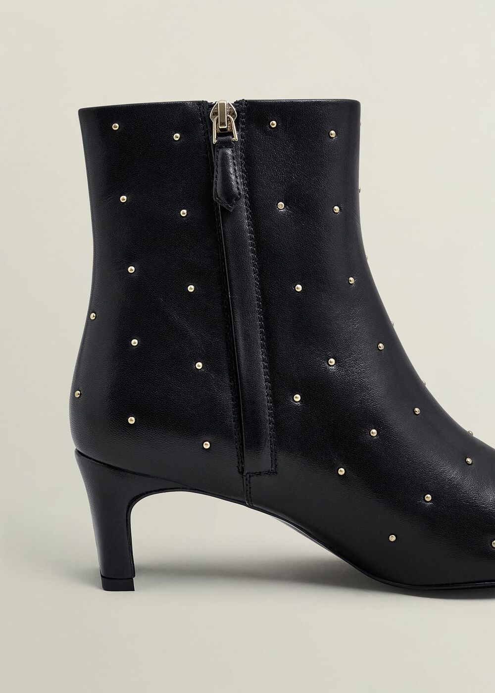 Isla Studded Leather Ankle Boots, Black, hi-res