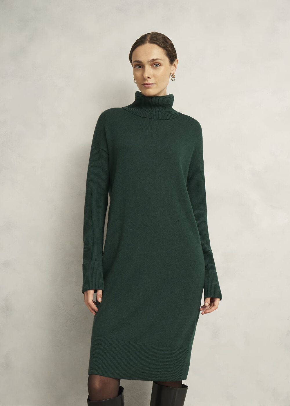 Green Ava Knitted Jumper Dress, Ponderosa Green, hi-res