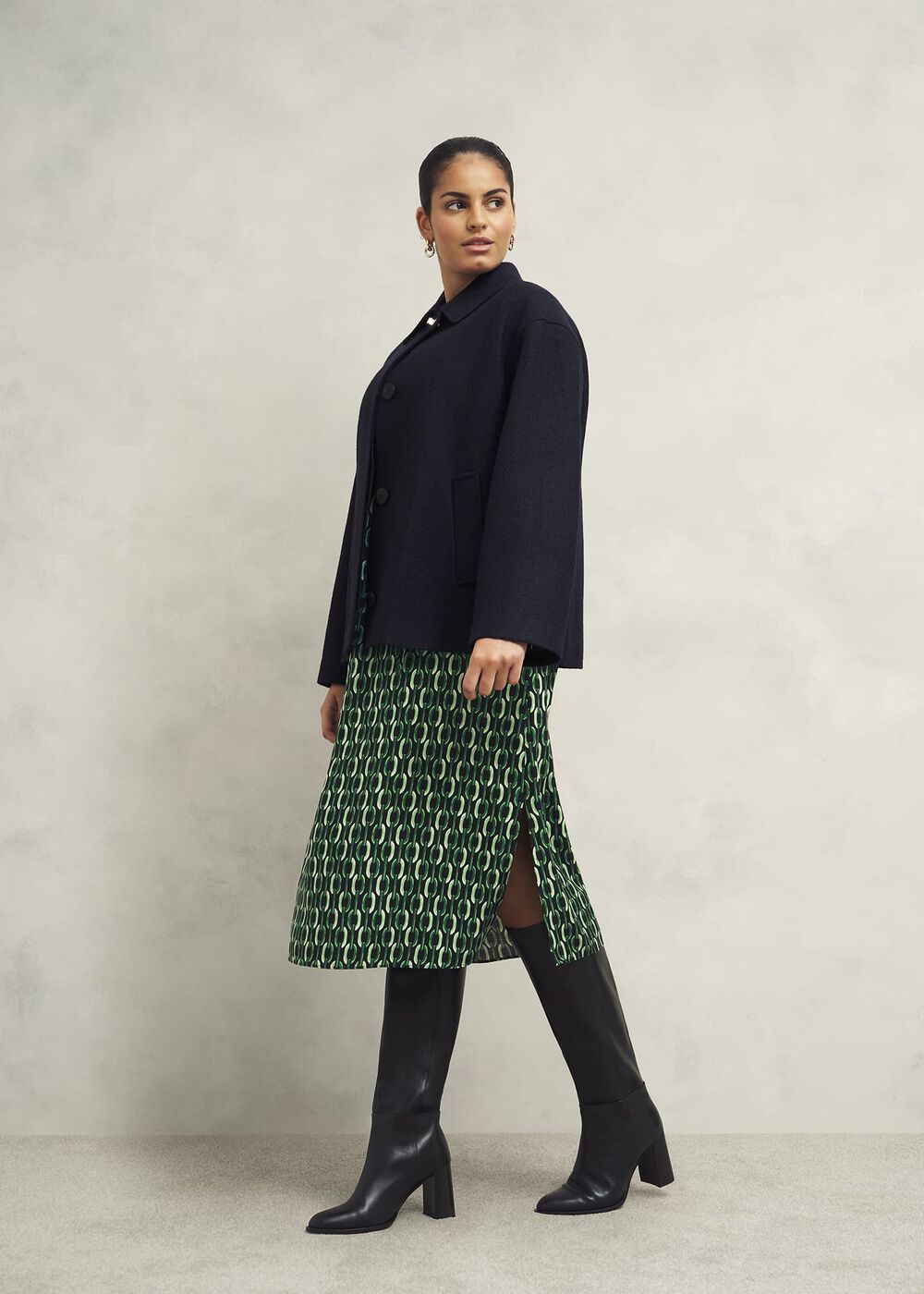 Petite Florian Dress, Navy Green, hi-res