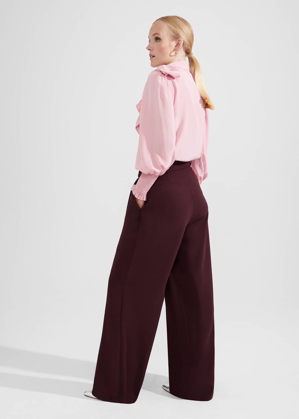 Hilary Wide Leg Pants, Mahogany Red, hi-res