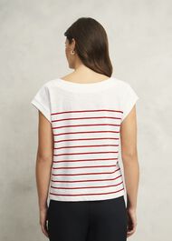 Alycia Cotton Slub Stripe T-Shirt, White Red, hi-res