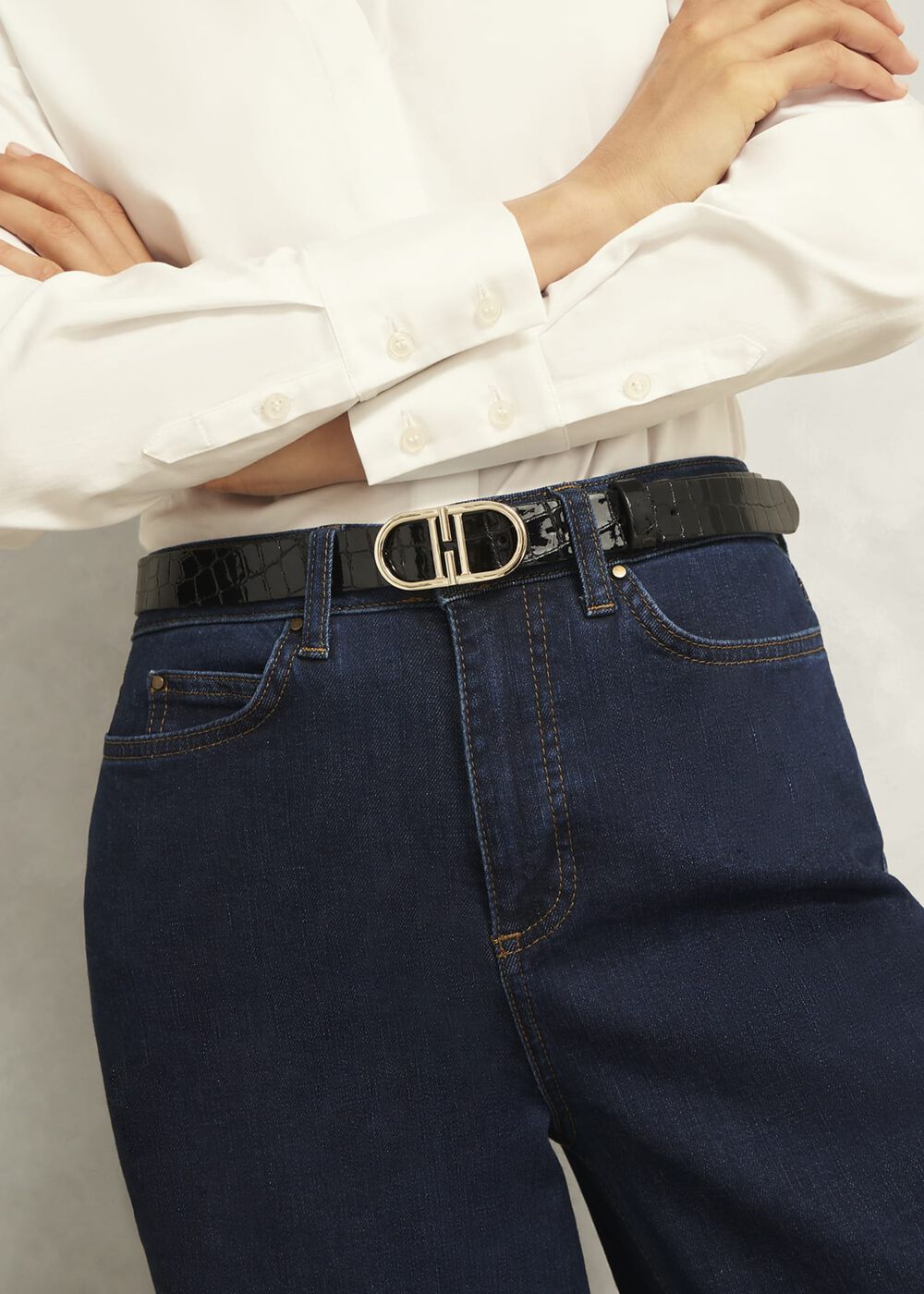 Kiera Leather Belt, Black, hi-res