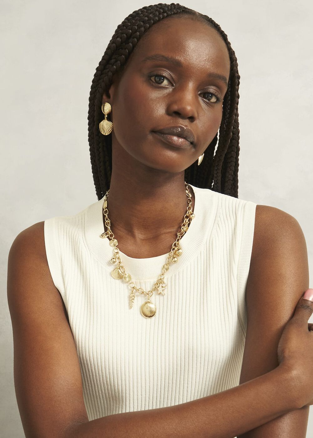 Amaya Shell Necklace, Gold, hi-res