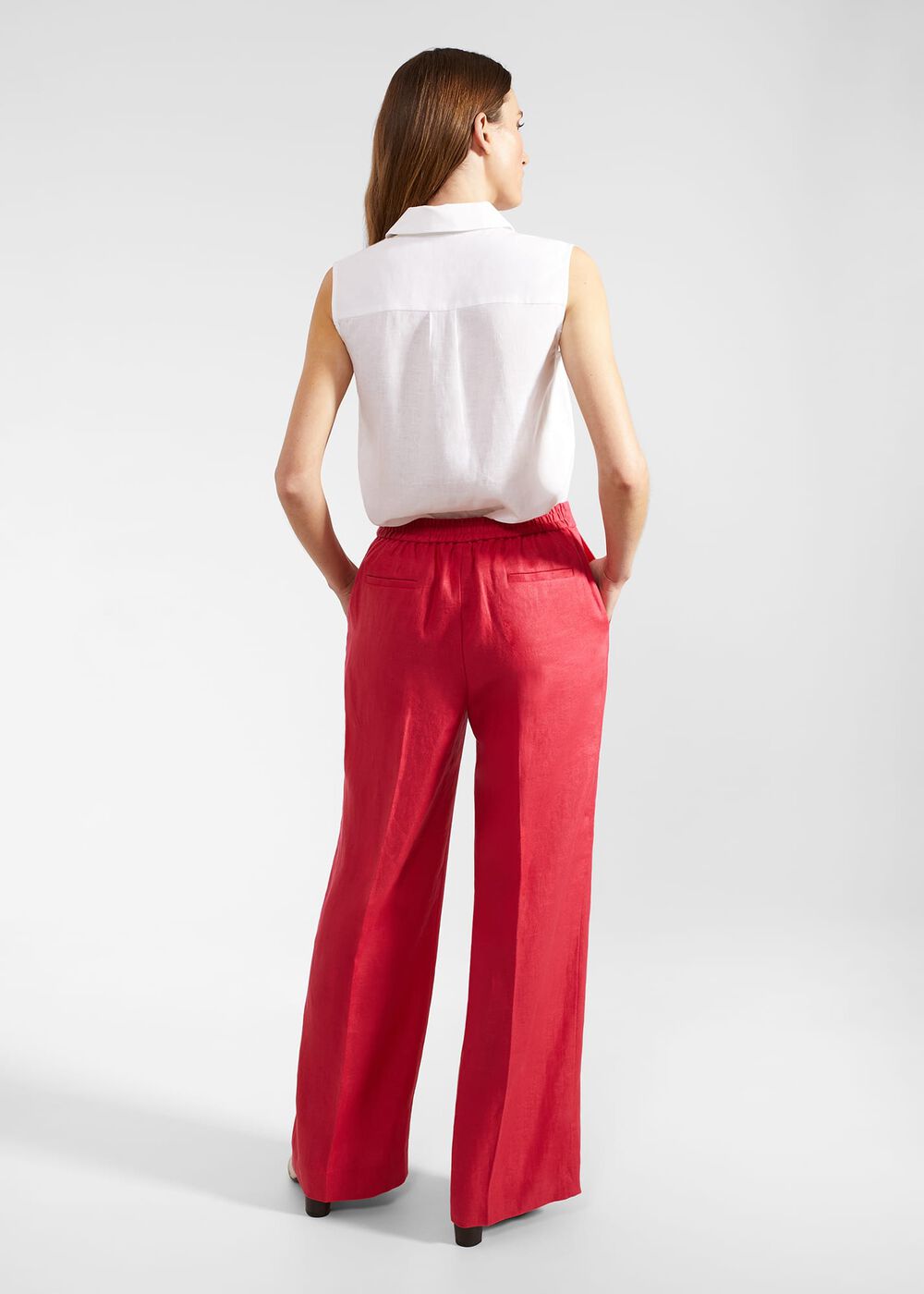Mirabel Wide Linen Pants, Raspberry Pink, hi-res