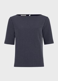 Nyla Textured Top, Navy Ivory, hi-res