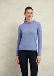 Audrey Wool Cashmere Jumper, Blue Marl, hi-res