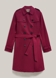 Skylar Shower Resistant Trench Coat, Beetroot Pink, hi-res