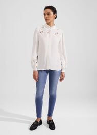 Ada Embroidered Top, Ivory, hi-res