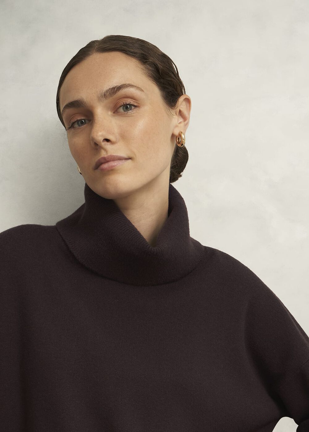 Yvette Roll Neck Knitted Sweater, Alder Brown, hi-res
