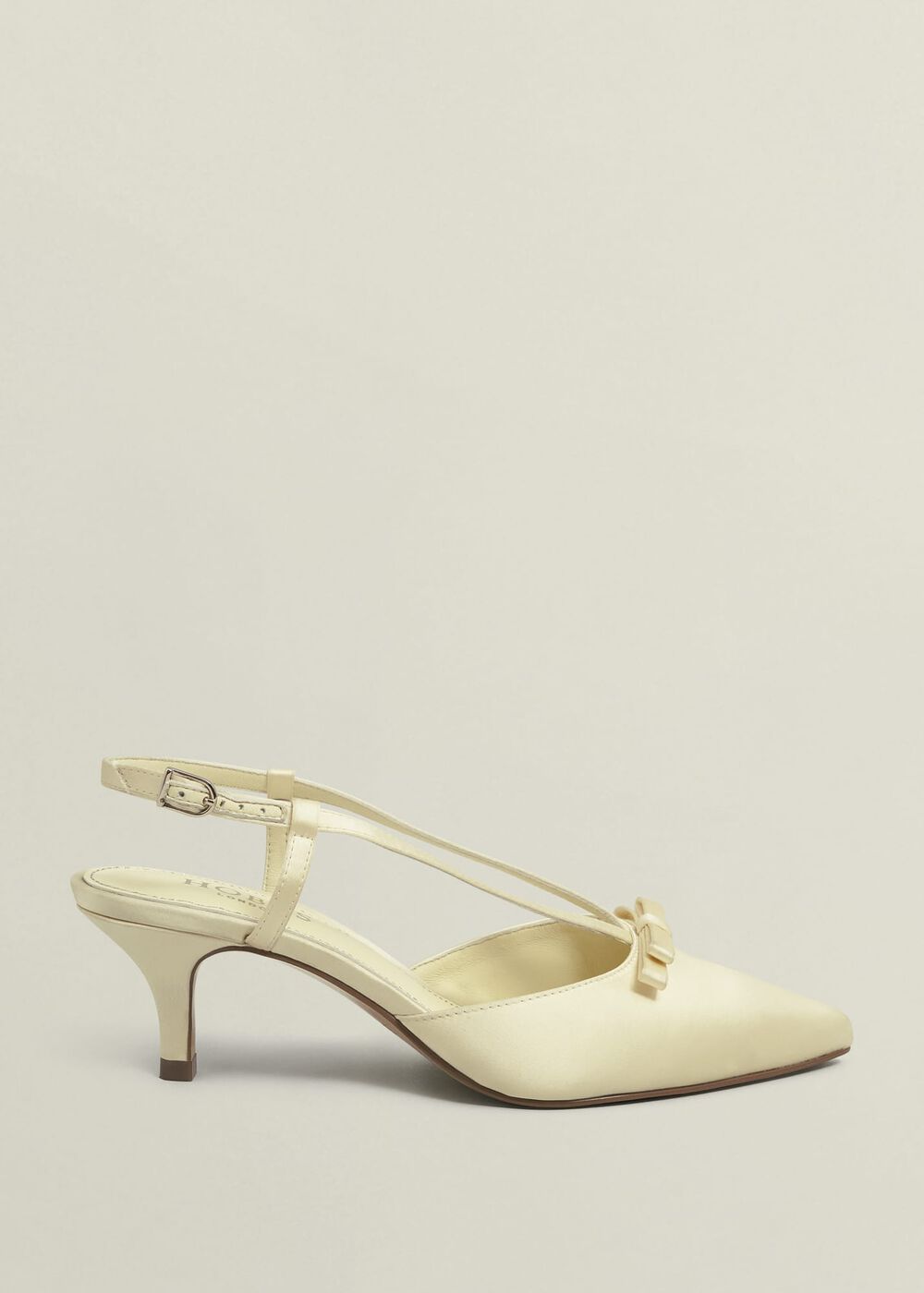Macie Bow Satin Slingbacks, Pale Yellow, hi-res