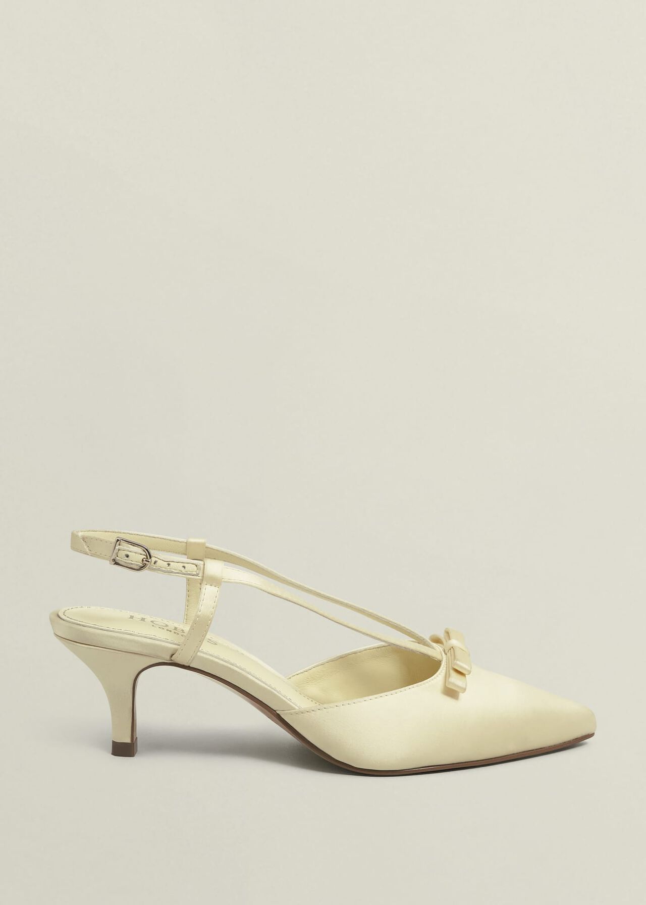 Macie Bow Satin Slingbacks, Pale Yellow, hi-res