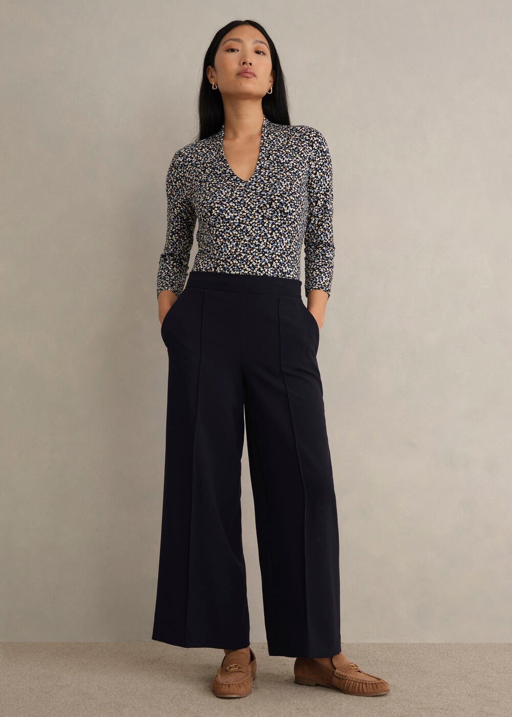 Eva Crop Trousers, Navy, hi-res