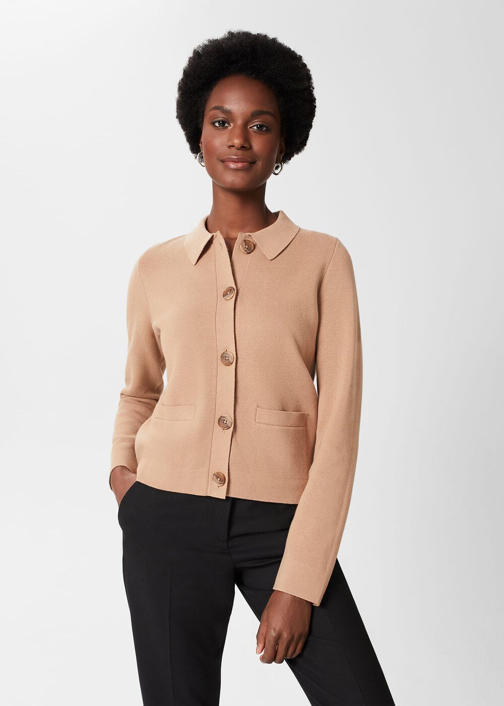 Mia Cotton Wool Knitted Jumper, Hobbs Camel, hi-res