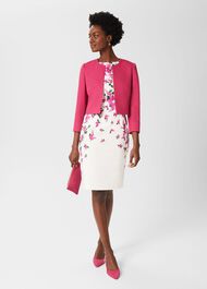 Fiona Cotton Blend Shift Dress, Ivory Fuchsia, hi-res