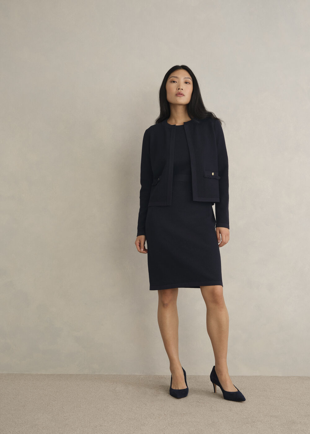 Petra Knitted Jacket, Hobbs Navy, hi-res