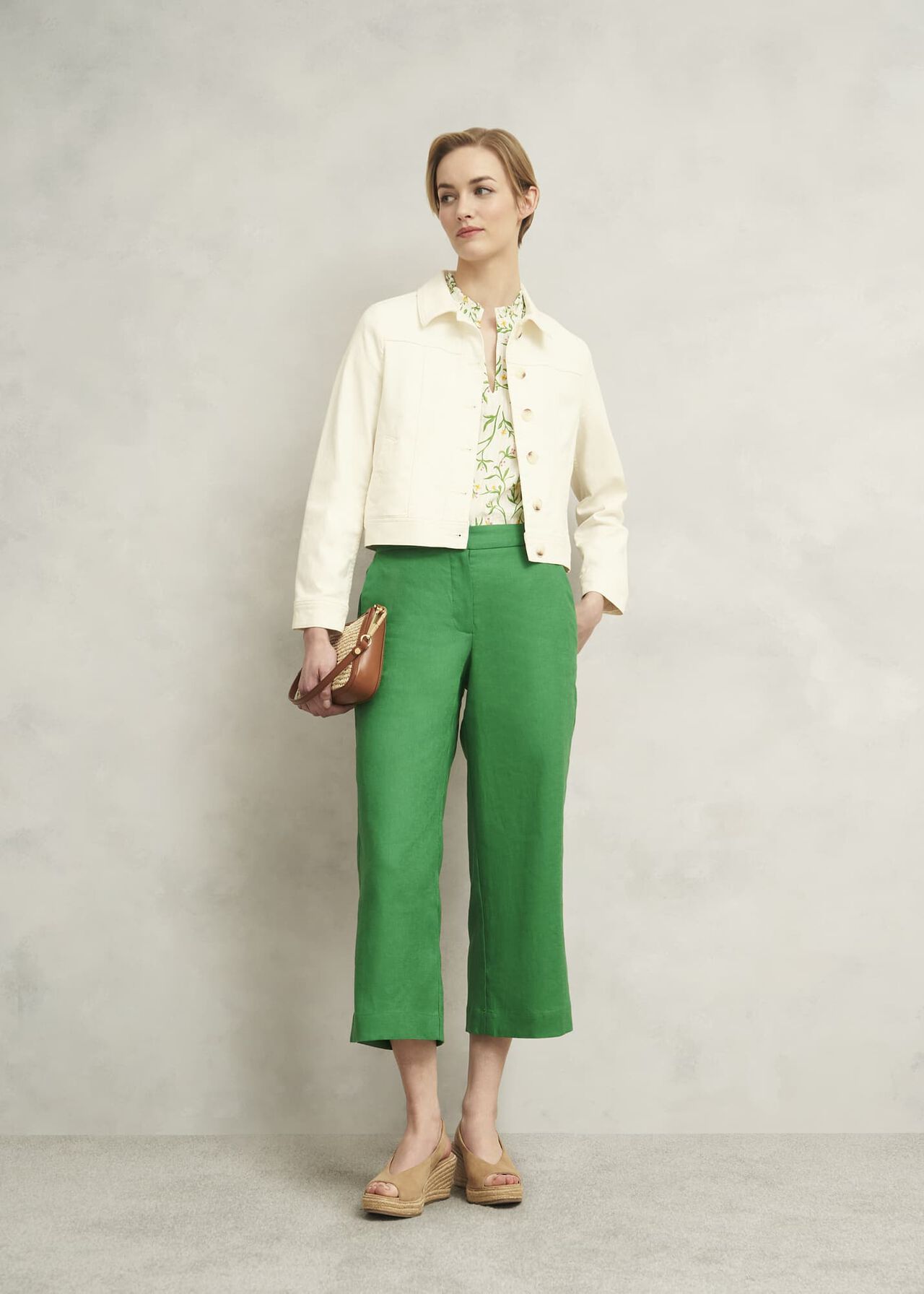 Lillie Linen Pants, Green, hi-res