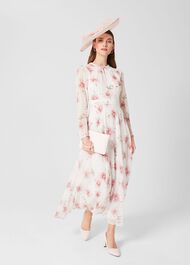 Rosabella Silk Floral Midi Dress, Ivory Multi, hi-res