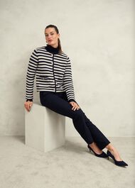 Milly Cotton Knitted Jacket, Navy Warm Ivory, hi-res