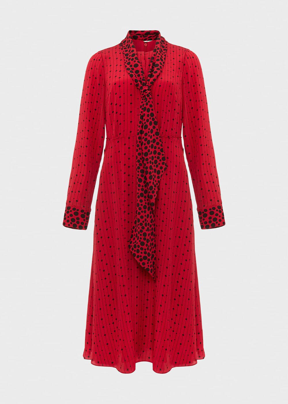 Maribella Silk Dress, Red Black, hi-res