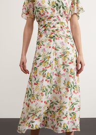 Tegan Silk Dress, Ivory Multi, hi-res