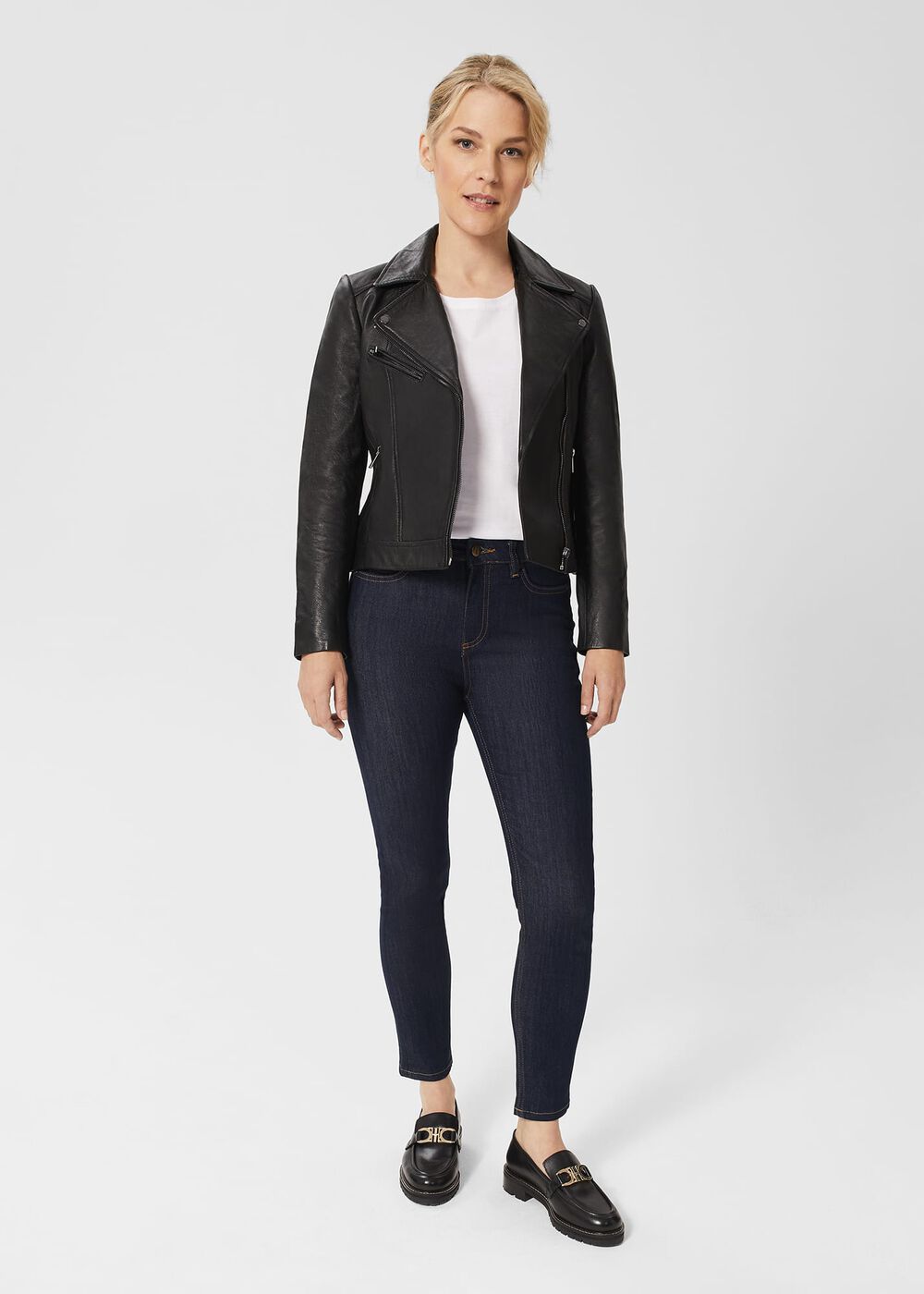 Petite Dakota Leather Jacket, Black, hi-res