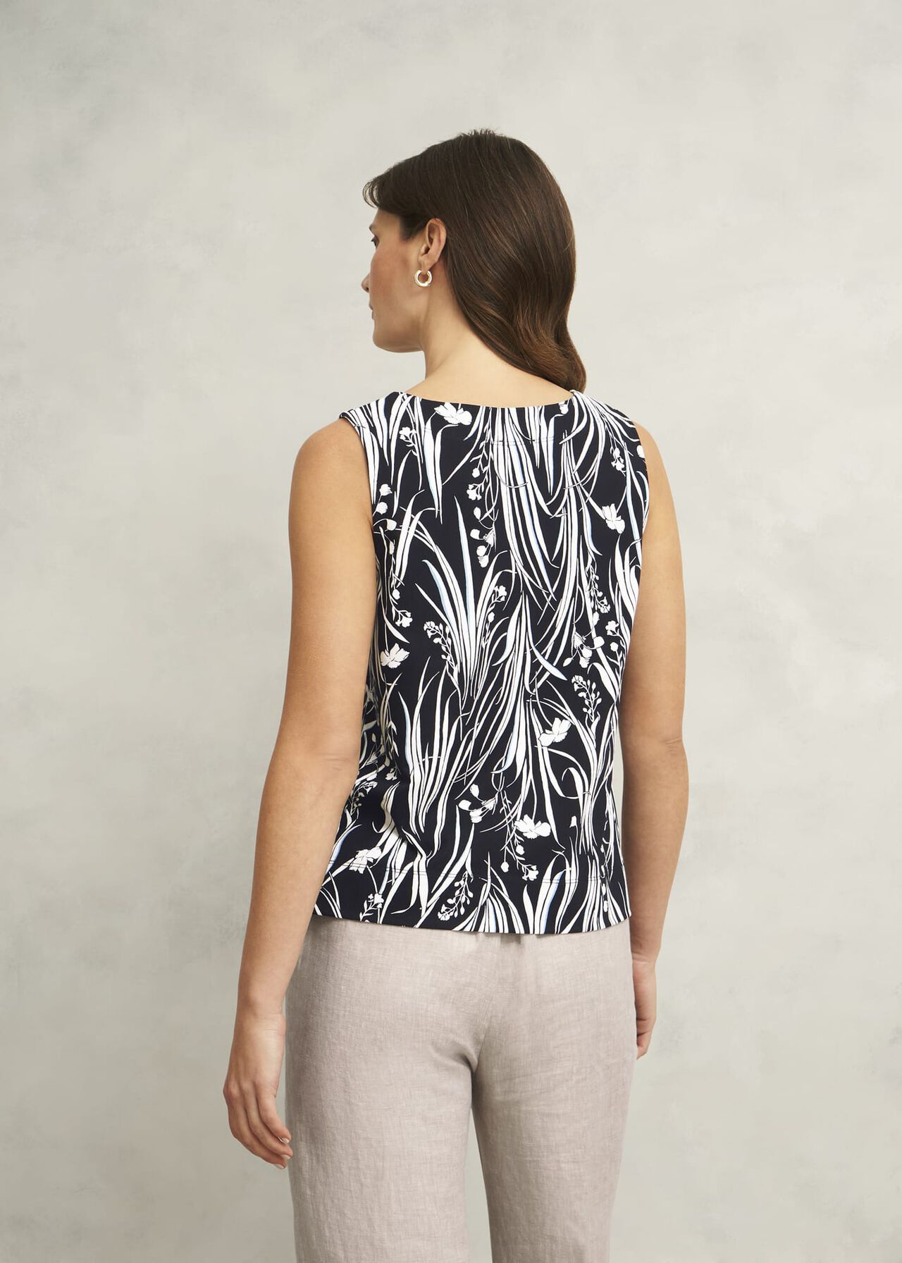 Maddy Cotton Printed Top, Navy Ivory, hi-res